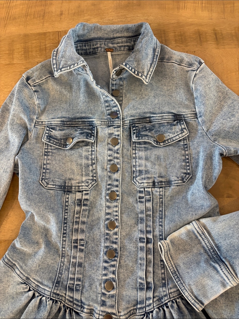 Free People Roadhouse L/S Denim Dress Small Cowgirl Gameday Western $168 - Picture 5 of 8